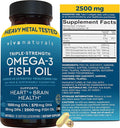 Triple Strength Omega 3 Fish Oil Supplement for Men and Women – 2500 mg High-Potency Easy-to-Absorb Re-esterified Triglyceride Form Pescatarian-Friendly DPA EPA DHA Omega 3 Supplement 180 Softgels