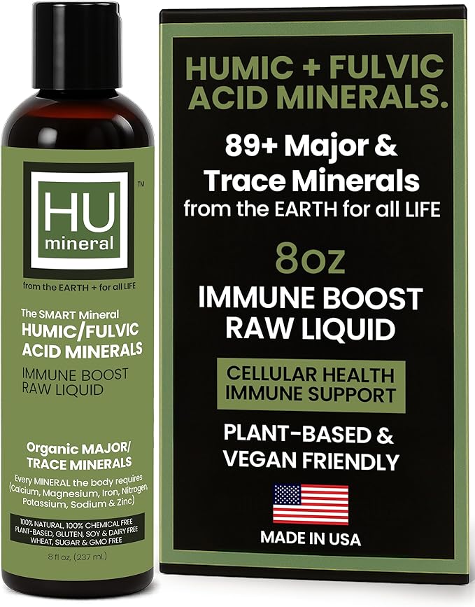 Fulvic Acid Trace Minerals Drops for Water - Raw Liquid Ionic Minerals with Humic Acid &amp Electrolytes - Energy Immune &amp Gut Support Detox - Vegan Plant-Based Concentrate - 8 oz
