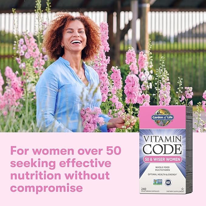 Garden of Life Vitamin Code Multivitamin for Women 50 &amp Over 240 Capsules for Women 50 Plus with B Vitamins Vitamins A C D3 E &amp K CoQ10 Probiotics &amp Enzymes