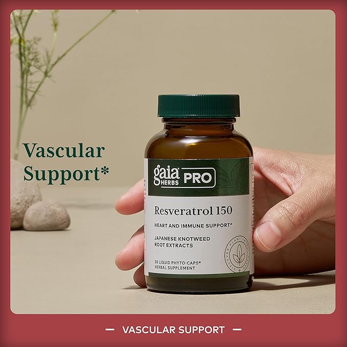 GAIA HERBS PRO Resveratrol 150 - Offers Heart Health &amp Immune Support - Contains Japanese Knotweed - Vegan Soy-Free &amp Gluten-Free - 50 Liquid Phyto-Caps (25 Servings)