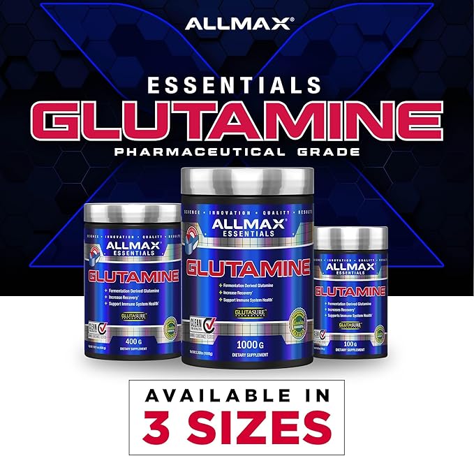 ALLMAX L Glutamine Powder 1000g Fermented L-Glutamine Powder Pure Unflavored Glutamine Supplement for Gut Health Recovery &amp Immune Support Vegan Gluten Free