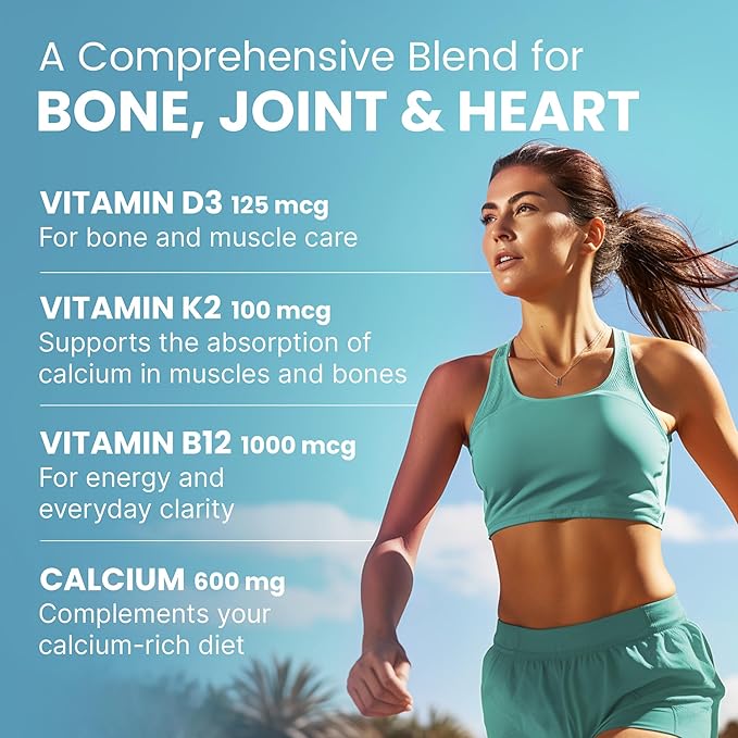 4-in-1 Calcium Supplements for Women &amp Men - Calcium Citrate with D3 K2 Vitamin 5000 IU - Calcium 600mg with Vitamin D3 K2 - Everyday Vitality Supplement - Vegan-Friendly Gluten-Free (120 Capsule