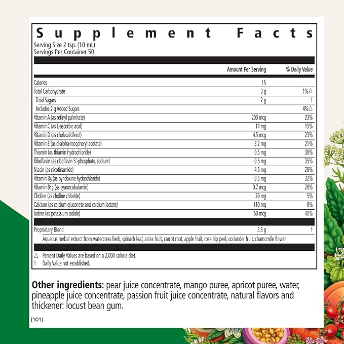 Floradix Kinder Love Children's Multivitamin - Herbal Supplement - Liquid Multivitamin for Kids - Vitamins A C D &amp E Calcium &amp More - Vegetarian Non-GMO Gluten-Free - 16.9 fl oz