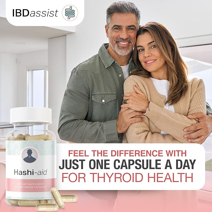 IBDassist™ Hashi Aid Thyroid Support for Women &amp Men - Thyroid Supplement for Hashimoto's Disease &amp Hypothyroidism* - Packed with Ashwagandha Selenium Zinc Essential Vitamins &amp More - 3
