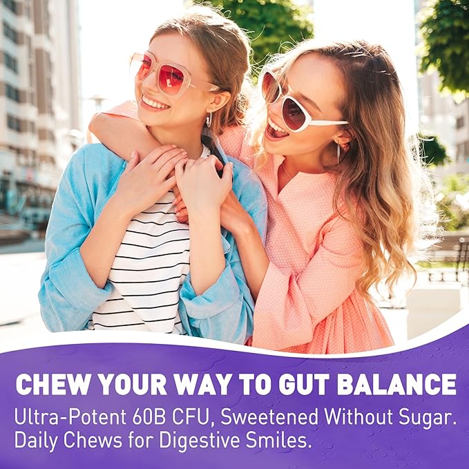 Probiotic Gummies 60 Billion CFU for Women Men &amp Kids 11 Strains Probiotics + Organic Prebiotics Fiber for Immune Digestive Health Supports Constipation Diarrhea Gas &amp Bloating - Sugar Fr