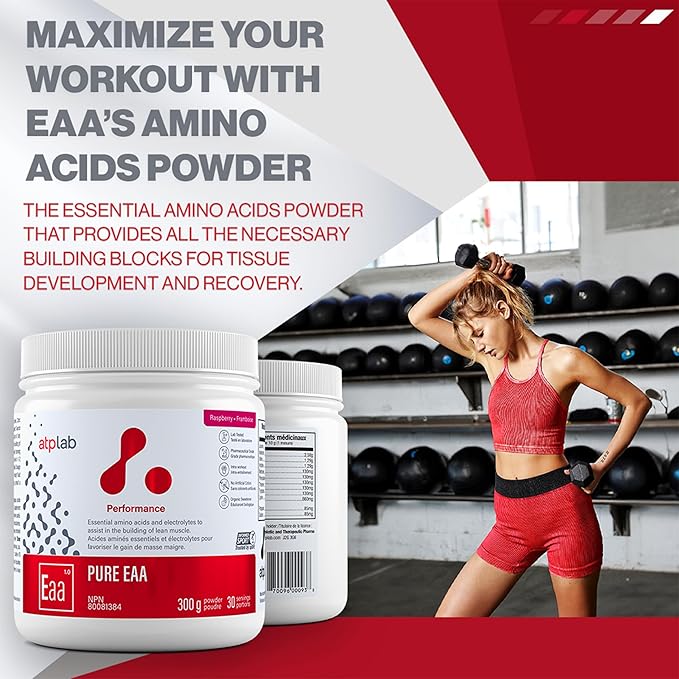 ATP LAB Pure EAA Powder 300g - Raspberry Flavor - Complete 11 EAAs Blend - L-Lysine &amp L-Methionine Supplement - Essential Amino Acids with Electrolytes for Active Living and Post-Exercise Support