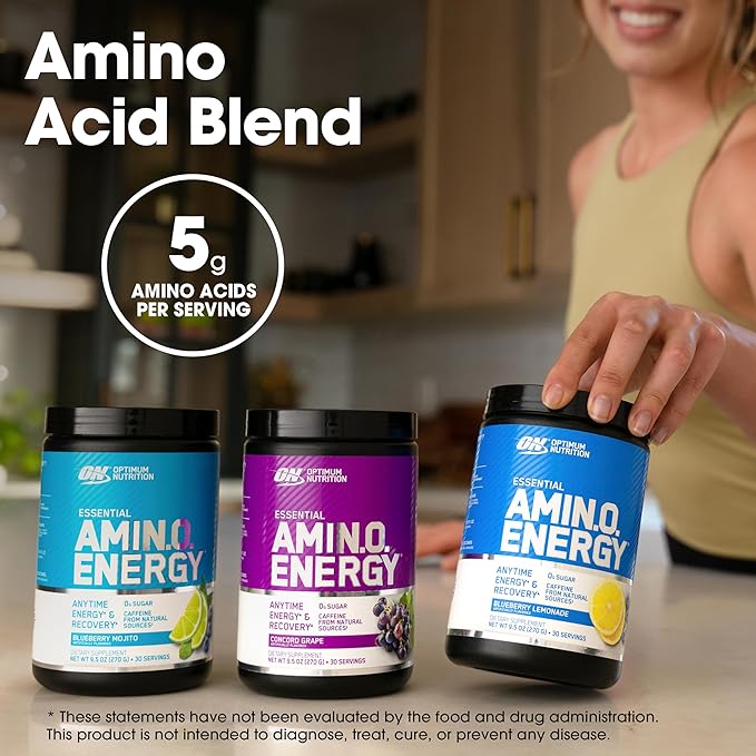 Optimum Nutrition Amino Energy - Pre Workout with Green Tea BCAA Amino Acids Keto Friendly Green Coffee Extract Energy Powder - Watermelon 65 Servings (Packaging May Vary) (Pack of 6)