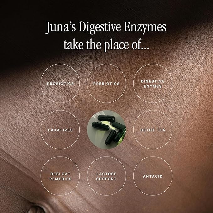 Juna Digestive Enzymes + Probiotic — 3-in-1 Daily Gut Support for Bloat Relief Smooth Digestion &amp Microbiome Balance | 15 Enzymes 5 Probiotics 8 Botanicals | Vegan 3rd-Party Tested | 60 Capsul