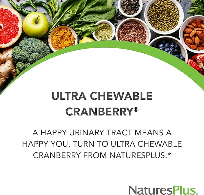 NaturesPlus Ultra Chewable Cranberry - 180 Love-Berries Pack of 2 - Supports a Healthy Urinary Tract &amp Overall Well-Being - Non-GMO Vegetarian Gluten Free - 180 Total Servings