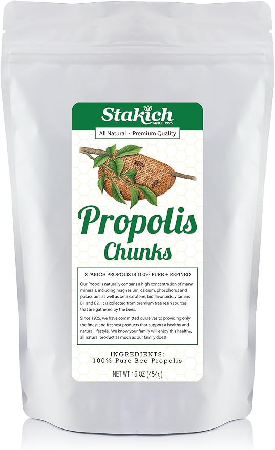 Stakich Bee Propolis Chunks - Pure Natural - 1 Pound (16 Ounce)