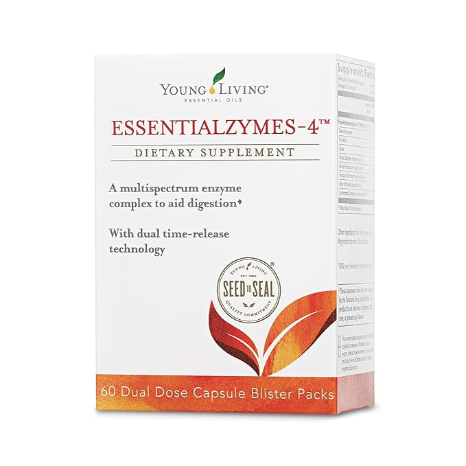 Young Living Essentialzymes-4 | 120 ct | Essential Oils Dietary Supplement | Time-Release Enzyme Capsules | Fiber &amp Protein Digestion | Nutrient Absorption Support