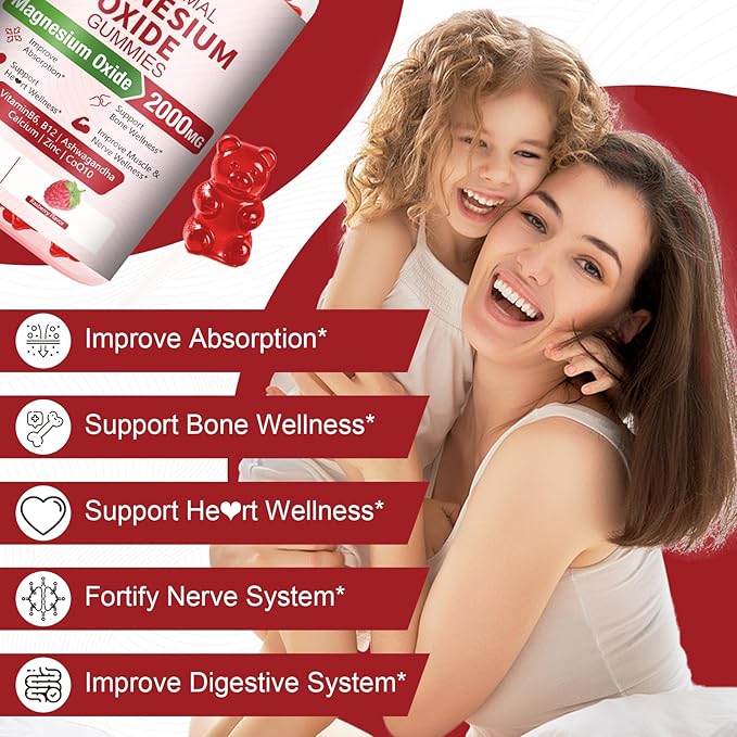 2 Pack Liposomal Magnesium Oxide Gummies 2000mg Complex AshwagandhaCoQ10 L-Theanine L-5-MTHF Methyl B12 Zinc for Sleep &amp EnergyStress ReliefHeart HealthNeuro Support