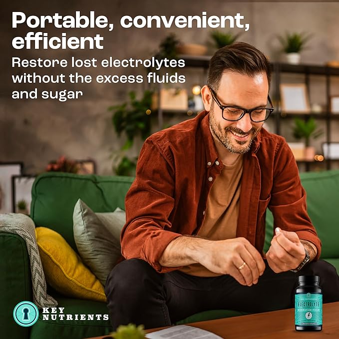 KEY NUTRIENTS Electrolyte Tablets 200 Capsules Salt for Dehydration Fasting Electrolytes- Salt Pills with Electrolytes No Sugar Gluten Free Hydration Tablets Made in USA