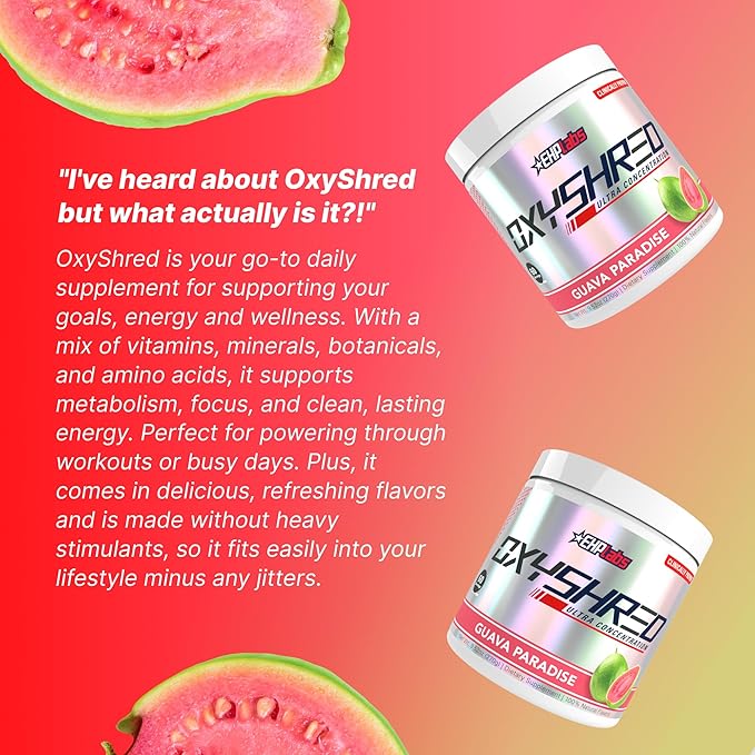 EHP Labs OxyShred Pre Workout Powder &amp Shredding Supplement - Preworkout Powder with L Glutamine &amp Acetyl L Carnitine Energy Boost Drink - Guava Paradise 60 Servings