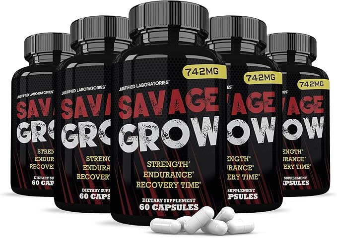 (5 Pack) Savage Grow 742MG All Natural Advanced Men's Health Formula 300 Capsules