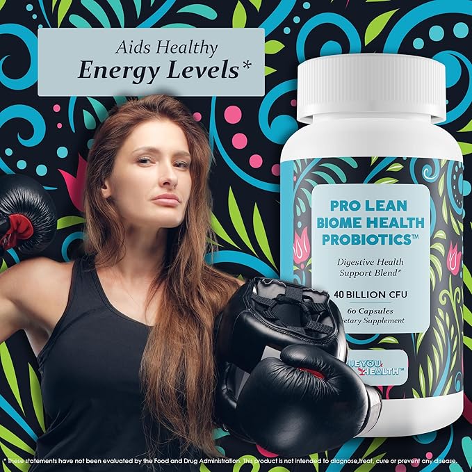 Pro Lean Biome Health Probiotics - Digestive Health &amp Immune Support - Improve Gut Microbiome for Overall Health &amp Improved Energy - Probiotic &amp Prebiotic Blend - Health Starts in The Gut