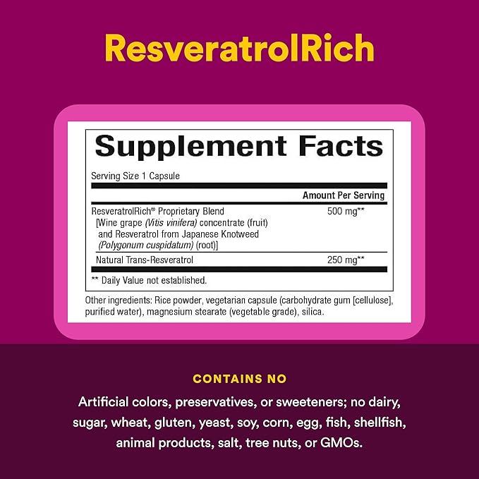 ResveratrolRich by Natural Factors Super Strength Resveratrol Concentrate Promotes Healthy Aging 60 capsules (60 servings)