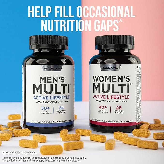 Rule 1 Proteins Men's Daily Multi Vitamins Essential Minerals Superfoods Digestive Enzymes Amino Acids and Antioxidants for Active Lifestyles and Wellness Support (180 Tablets 60 Day Supply)