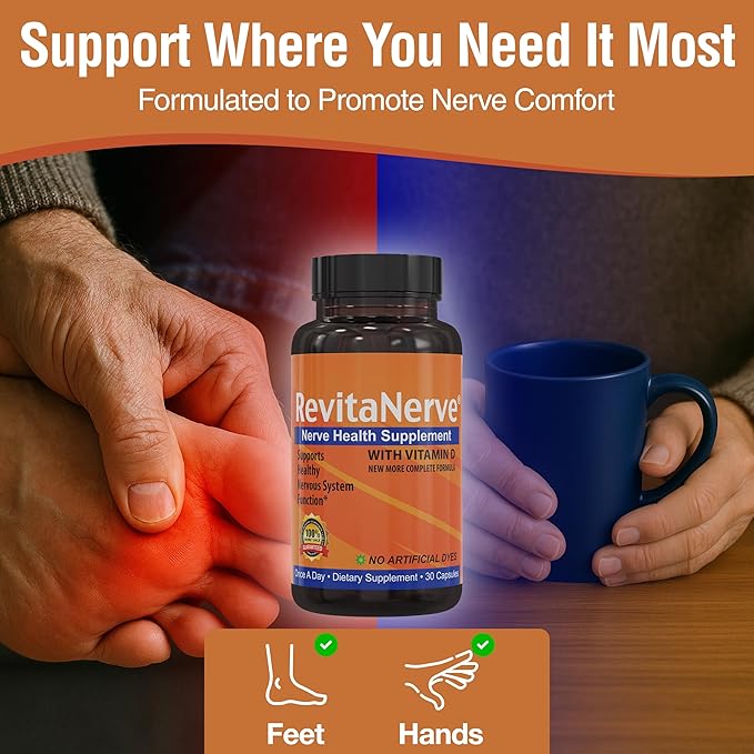 Nerve Support Supplement with 300mg Alpha Lipoic Acid Vitamin D3 Vitamin B1 B2 B6 B12 &amp Magnesium Glycinate One-per-Day Neuropathy Supplement – Daily Nutrient Blend 30 Capsules