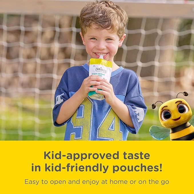 Zarbee’s Triple Action Hydration Electrolyte Drink for Kids Low Sugar with Prebiotics &amp Zinc Mild to Moderate Dehydration Strawberry Lemonade &amp Lemon Lime 12 x 5 fl oz Pouches