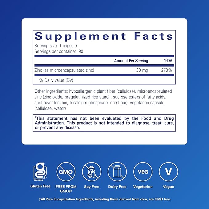 Pure Encapsulations UltraZin Zinc | Enhanced Absorption Mineral Support for Metabolism and Immune Health* | 90 Capsules