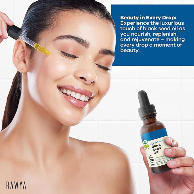 RAWYA Black Pit Oil | Extra Strong Taste With TQ Cold Pressed Nigella Sativa Non-GMO Glass Bottle 8.4 Fl Oz + RAWYA Black Pit Oil - Unrefined Premium With TQ Cold Pressed Natural 1.7 Fl Oz