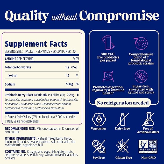 Enzymedica Digest Complete &amp SubCulture Probiotic Drink Mix Powder - Digestive Enzyme Supplement for Women &amp Men Helps Gas &amp Bloating Probiotics for Gut Health 50 Billion CFU Berry Blas
