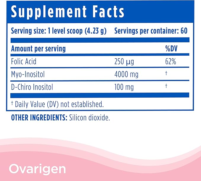 CalmCo Ovarigen Myo-Inositol &amp D-Chiro Inositol Supplement for Women – 40:1 Inositol Powder with Folic Acid Fertility Supplements for PCOS Hormone Balance and Ovarian Support (60 Servings)