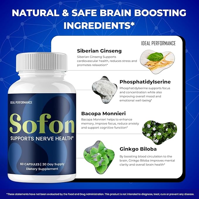 SofonNerve Supplement Capsules SofonNerve Health Formula Supplement Pills - Maximum Strength Advanced Brain &amp Memory Focus All Natural Daily Vitamins Support So Fon Pills Reviews (2 Pack)