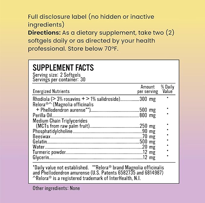 Alkaline for Life Adaptogenic Adrenal Balance - Including apadptogens: Rhodiola Relora Perilla Phosphatidylcholine - Adrenal Support Supplements