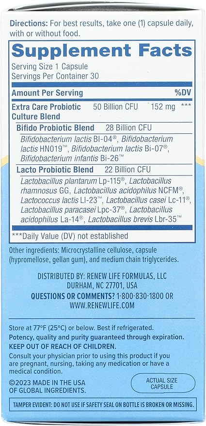 Renew Life Ultimate Flora Extra Care Probiotic 50 Billion 30 Ct