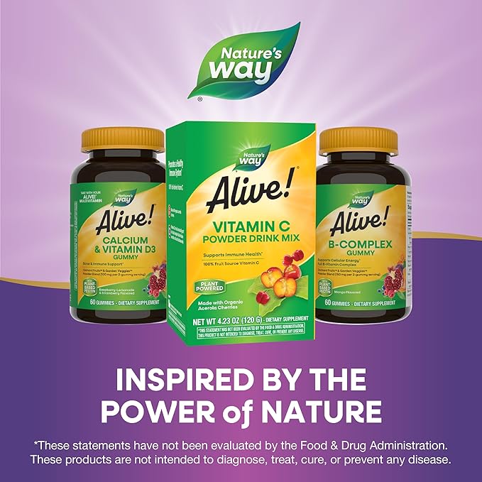 Nature's Way Alive! Vitamin C Powder Drink Mix from Organic Acerola 4.23 oz.