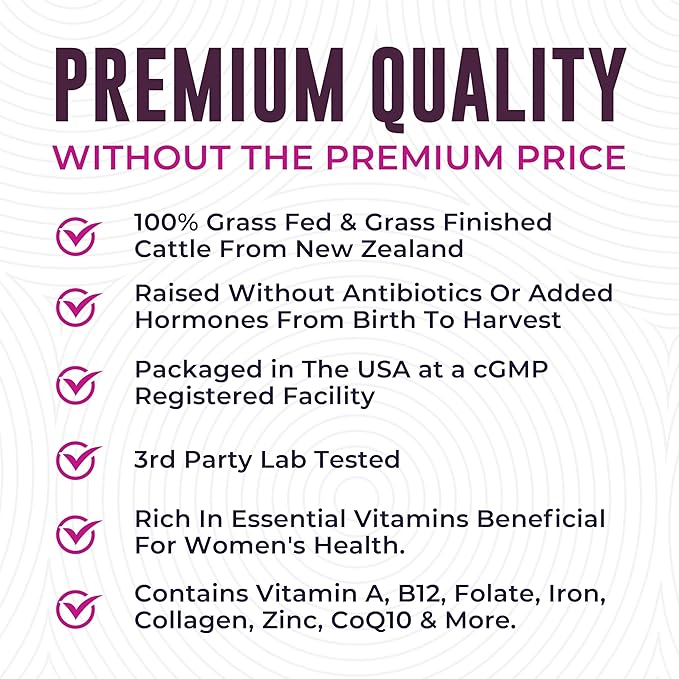 Beef Organ Supplement for Women - Beef Liver Kidney Heart and Uterus Tissue Supports Women's Overall Energy and Health - Pasture Raised in New Zealand - No Fillers or Flow Agents - 120 Capsules