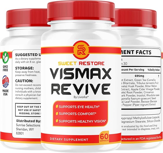 (3 Pack) Vismax Revive - Official VisMax Revive Support Eye Health &amp Vision Natural Premium Advanced Formula VisMaxRevive Supplement Pills Multivitamin for Overall Wellness 180 Capsules for 3 Mo
