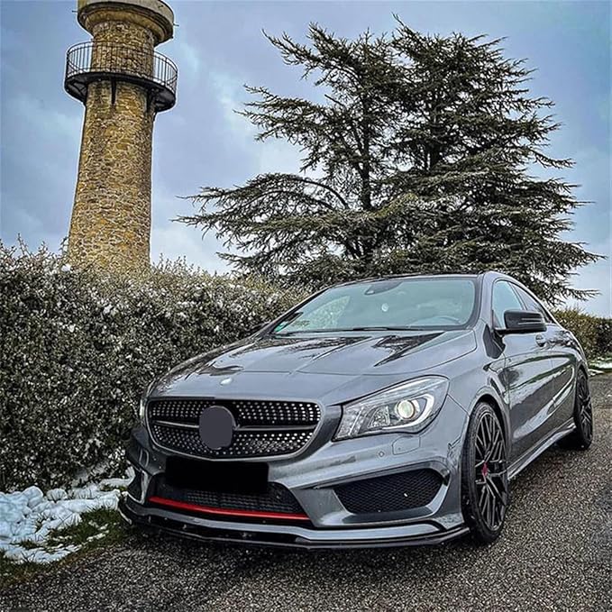 Kiyah Car Front Bumper Lip Kit Spoiler Compatible for Mercedes Benz CLA Class C117 CLA200 260 CLA45 AMG 2013-2015 Splitter Canard Lip Protector(Gloss Black)