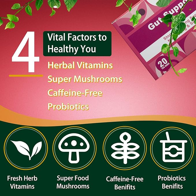 Acid Reflux Heartburn ReliefBetter FocusDigestionAuKrLr Natural Herbal Mushroom Tea with Super foodsHericiumLions maneNo Sugar &amp Caffeine Free