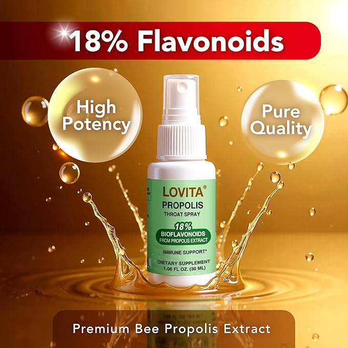 LOVITA 12-Piece Mega Bundle - 5 Propolis Drops 4 Throat Sprays &amp 3 Echinacea Extracts Alcohol-Free Immune System Support (12 Pc)