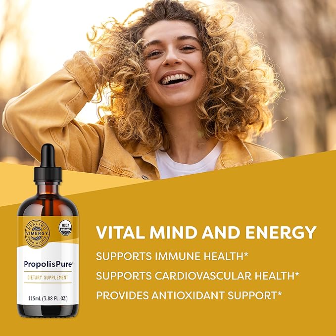 Vimergy PropolisPure® – Supports Immune and Respiratory Health* – Benefits Oral Health* – USDA Certified Organic Kosher Paleo-Friendly Gluten-Free – 115 mL (57 Servings)