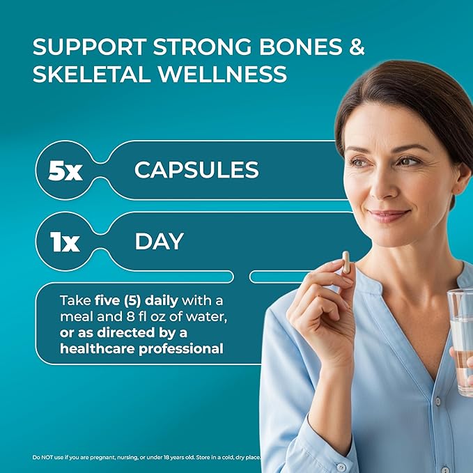 PUREHEALTH RESEARCH Bone Health Formula - for Bones Joint &amp Skeletal Wellness - with Calcium Magnesium Zinc Copper Manganese Potassium Vitamin K2 D3 C &amp More for Women &amp Men - 150