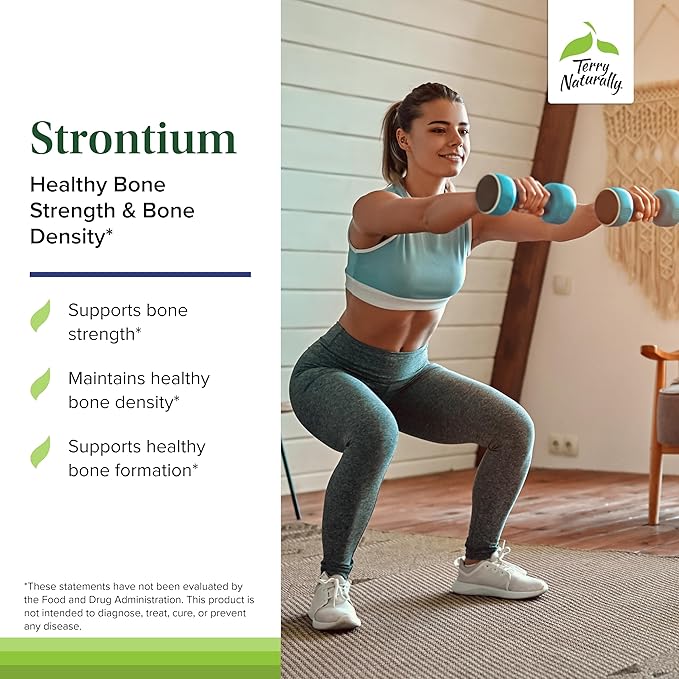Terry Naturally Strontium - Bone Health &amp Strength Support Supplement - Supplement with Vegan Capsules - with Strontium Citrate for Superior Absorption - 60 Capsules (Pack of 2)