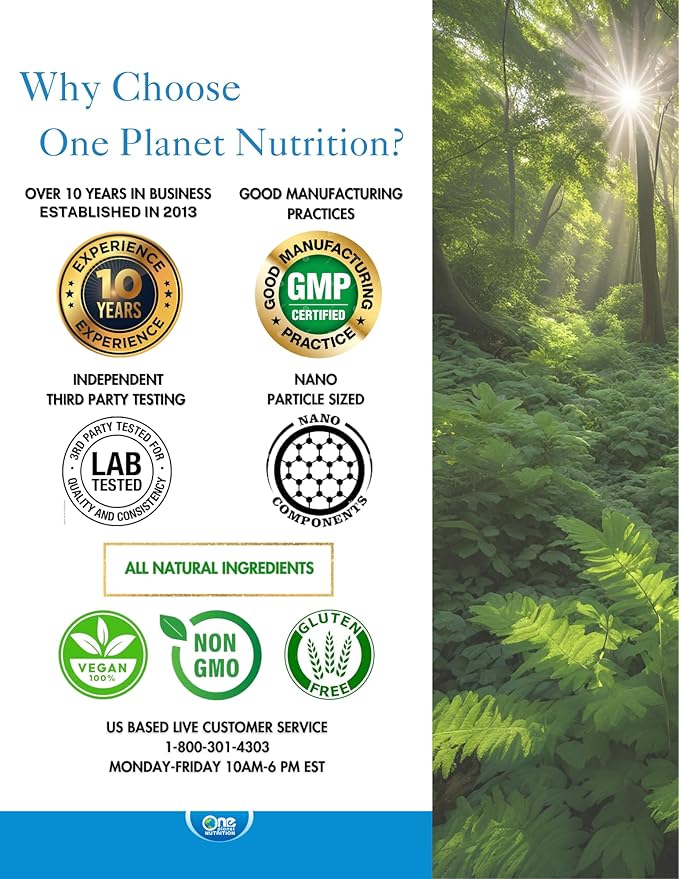 One Planet Nutrition Nano Curcumin Plus 500 mg Veggie Capsules (240 Servings) Nano Curcumin with Boswellia for High Absorption Supports Joint and Immune Health Non-GMO Vegan Gluten-Free