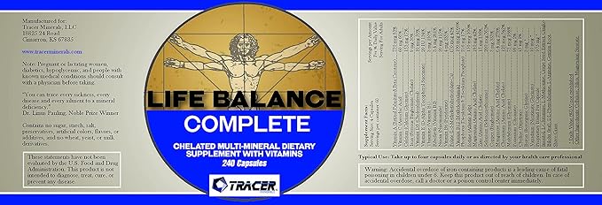Life Balance Complete - Chelated Multi-Mineral Dietary Supplement with Vitamins - with Real Amino Acid Chelated Trace Minerals - Fill The Gaps in Your Nutrition - Made in The USA - 240 Capsules