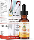 Adults Health Essentials Drops - Liquid DHA Omega 3 Natural Vitamin D3 1000 IU Folate Supplement Supports Heart Brain Eyes &amp Joint Health Supplement for The Whole Family