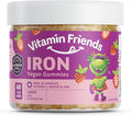 Vitamin Friends - Vegan Multivitamin &amp Iron for Kids - Daily Nutritional Support Gummies w/Ferrous Fumarate B-Complex Vitamin C Zinc Biotin - Body Function &amp Anemia - Strawberry (60 Day Su
