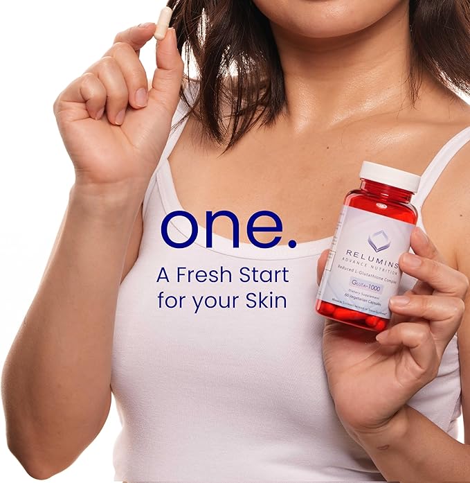 Relumins L-Glutathione Supplement Complex - Wellness Gift for Mom - World’s Most Advanced Reduced Glutathione 1000mg with Alpha Lipoic Acid for Smoother &amp Brighter Skin Made in USA - 60 Caps