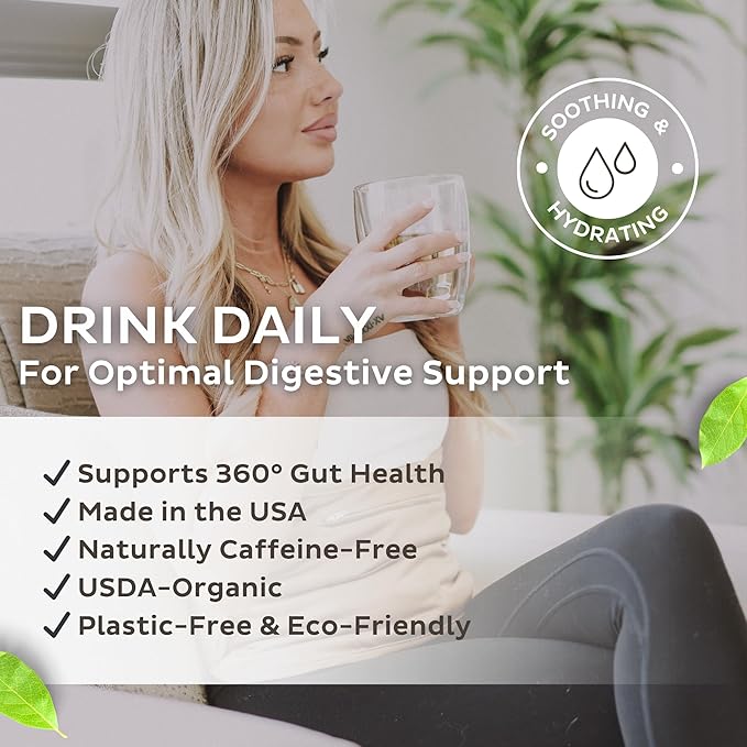 Trust Your Gut Organic Herbal Tea Blend – Lemon Balm Holy Basil Dandelion &amp Ginger Root – Supports Healthy Digestion &amp Gut Balance – Chocolate Mint 30 Bags