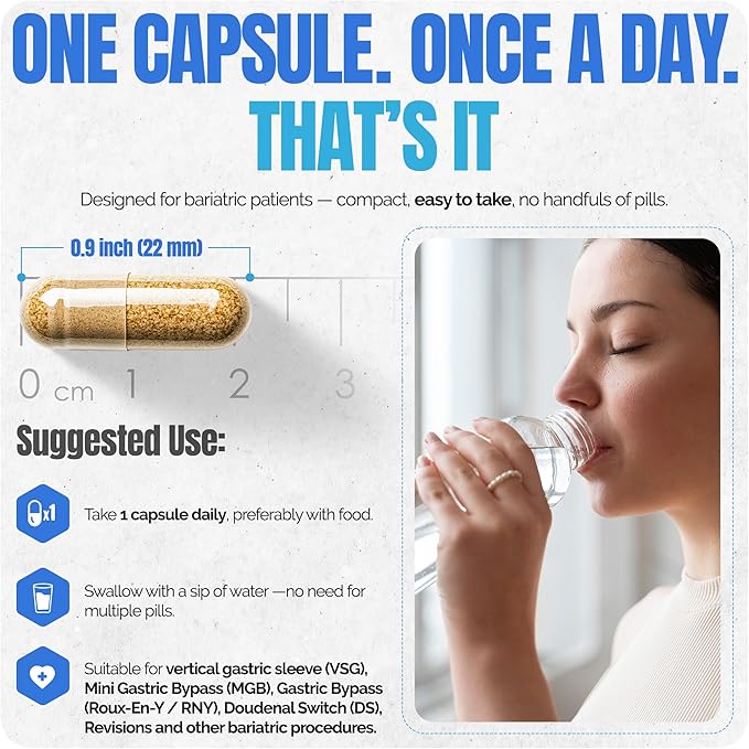 Shiny Leaf Methylated Bariatric Multivitamin with Iron 45mg – Once Daily Capsule USA Made ASMBS Compliant Bariatric Vitamins for Gastric Bypass &amp Gastric Sleeve for Men &amp Women GMP – 60 Ca