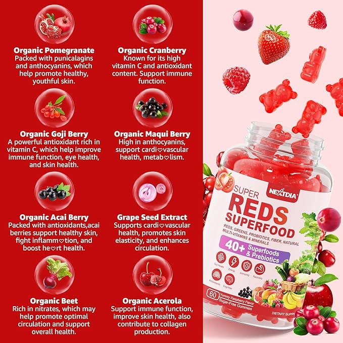 2 Pack Beet Root Gummies &amp Super Reds Gummies