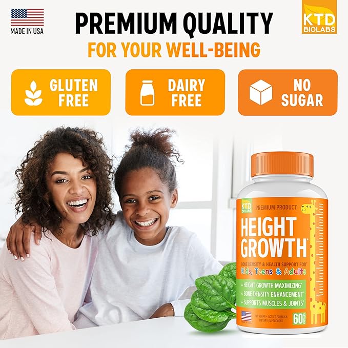 Height Growth Maximizer - Made in USA - Natural Height Increase Booster &amp Teen Vitamins - Pills to Grow Taller at Any Age - Bone Growth Supplement for Adults &amp Kids