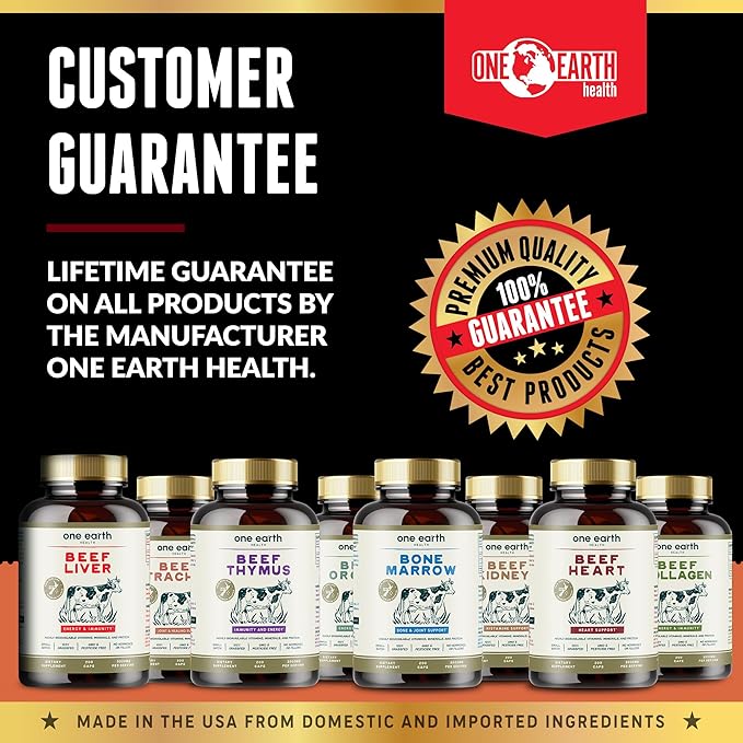One Earth Health Grass Fed Beef Heart - New Zealand Sourced Heart. 3000mg per Serving 200 Count